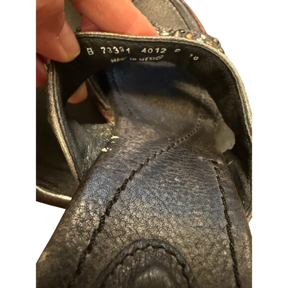 Frye Stone Studded Beaded Open Toe Wood Sole Platform Sandal Heel size 7 - Picture 10 of 10